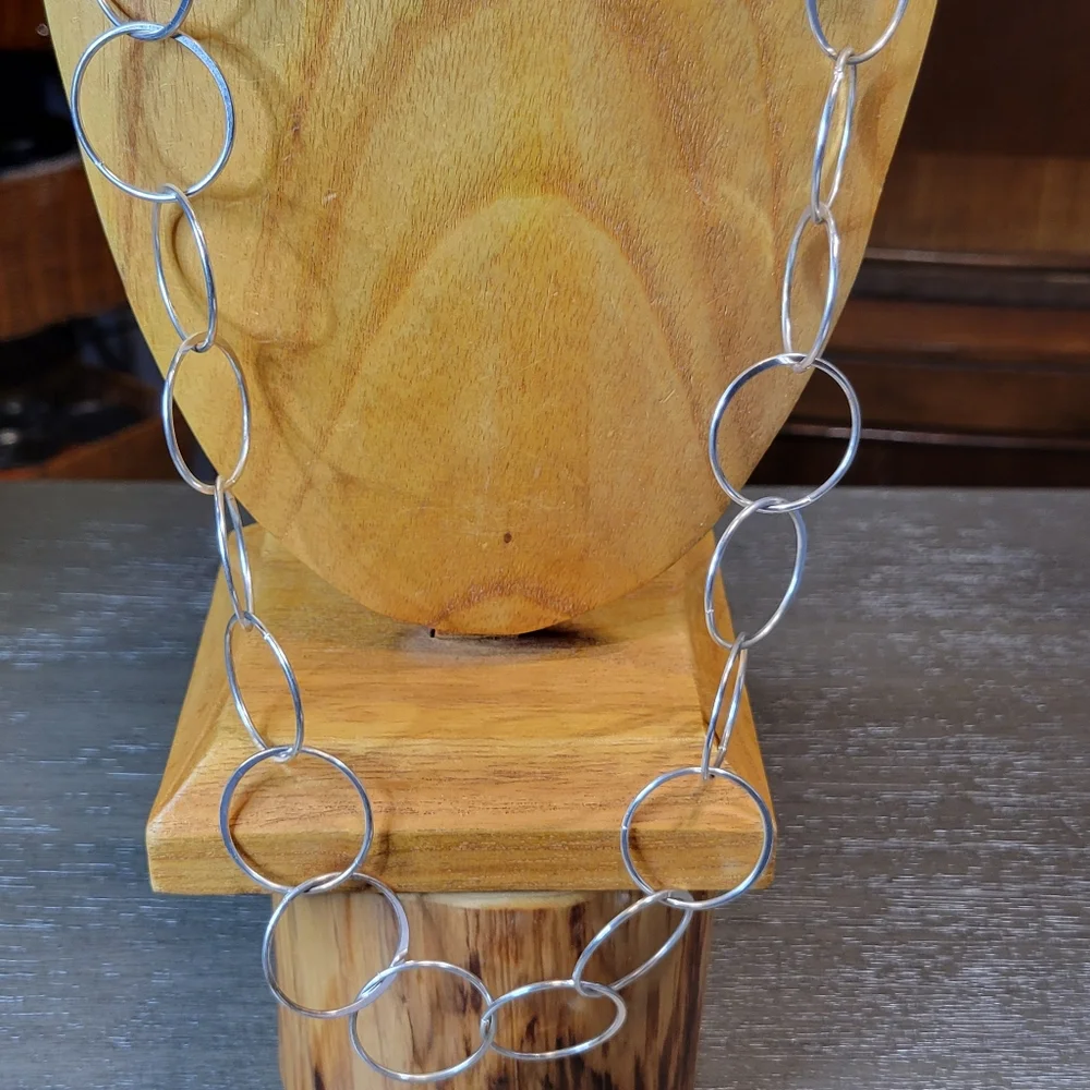 Signed BR Silver Tone Chain Link Necklace 30" Long Banana Republic Jewelry - Picture 10 of 10